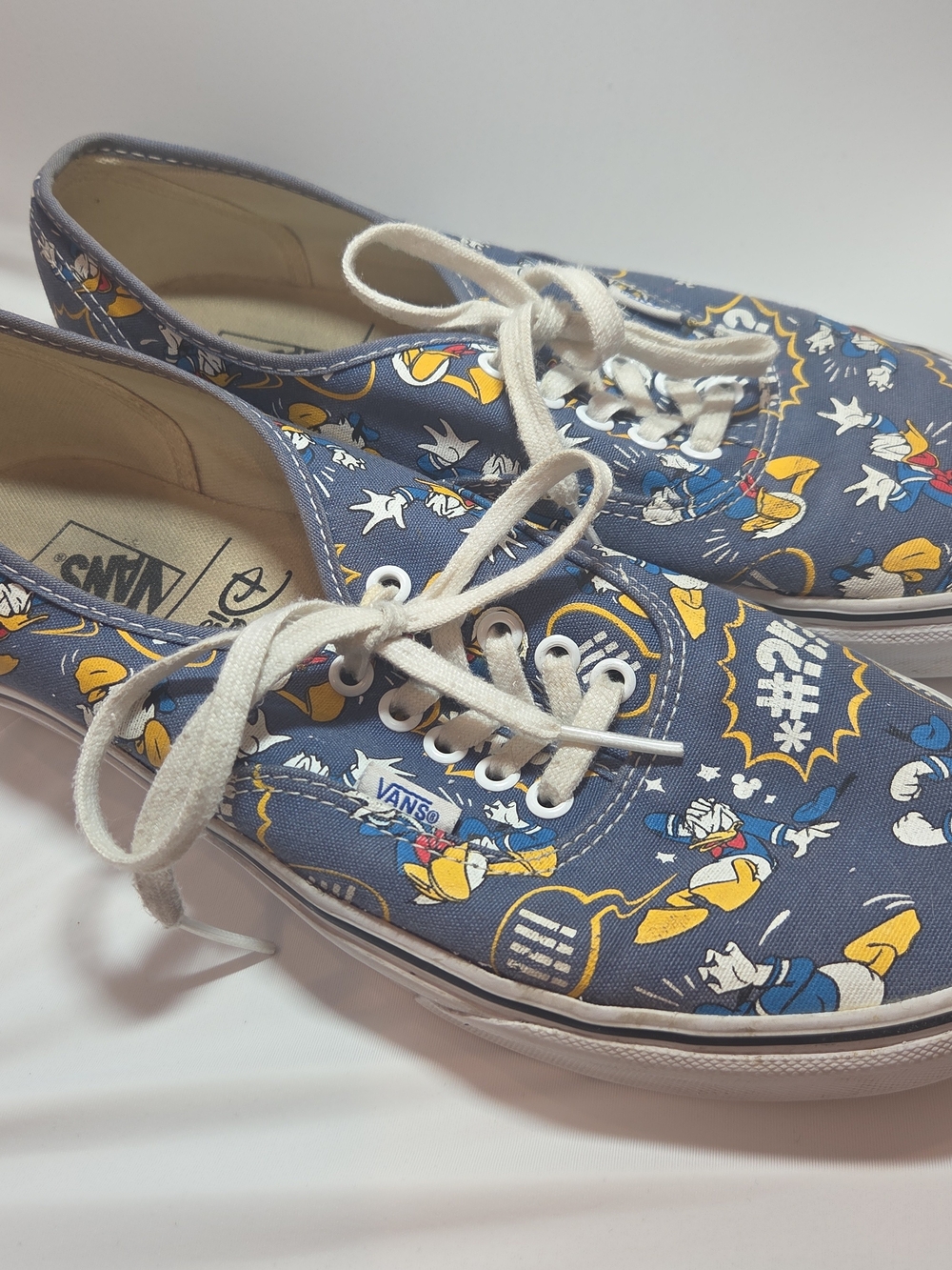 Vans Mens Size 10.5 Blue Donald Duck Disney Print Lace-Up Sneakers